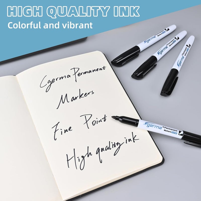 Cgerma Permanent Markers Bulk Fine Point, 16 Count Fine Tip Black Permanent Markers Set, Quick Drying, Fade Resistant, Works on Plastic, Wood, Stone, Metal and Glass For the Office, School, Home - Image 5